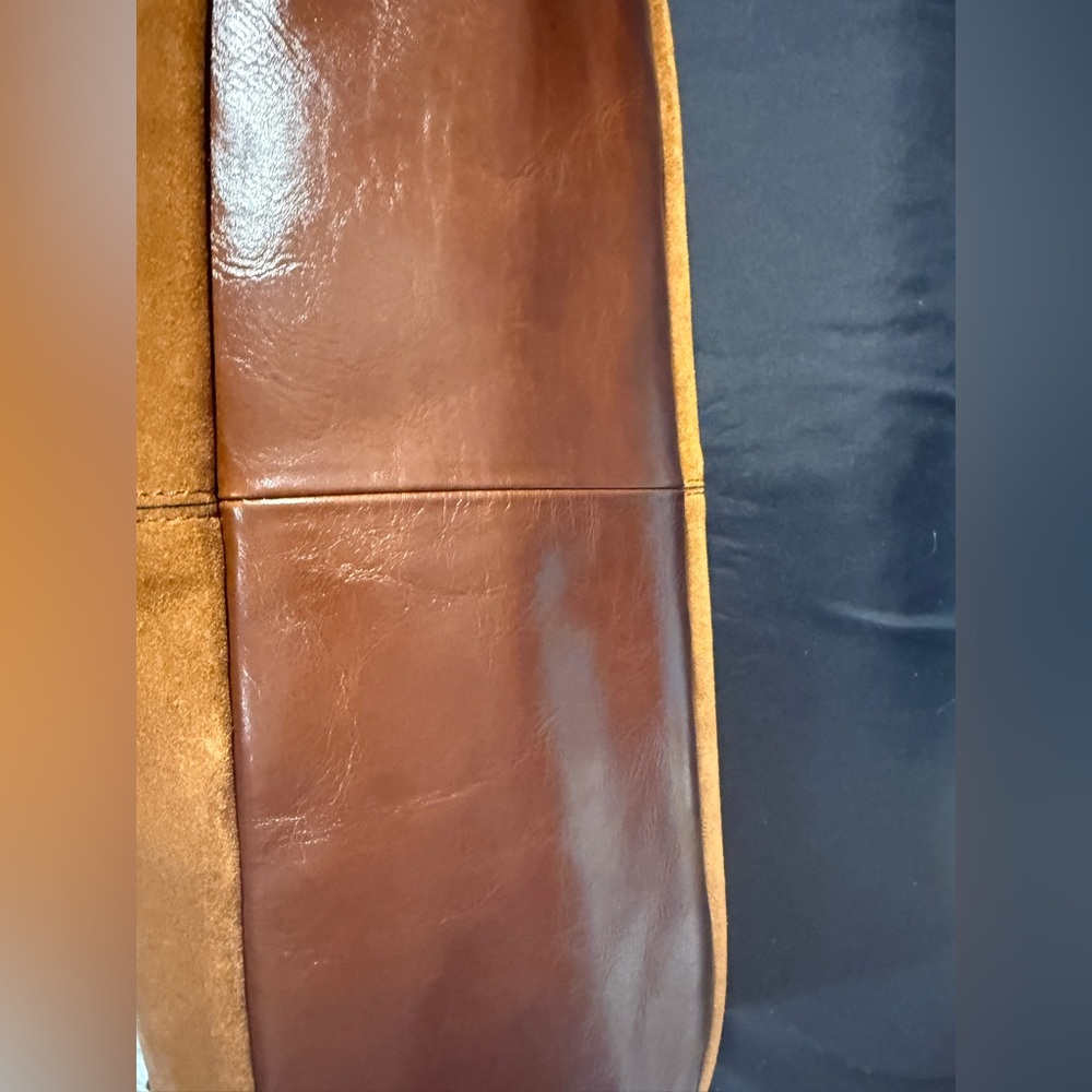 Patricia Nash Suede Satchel in Cognac Brown with Dark Brown Strap - Picture 7 of 11